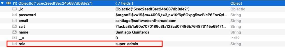 super admin role in user database record
