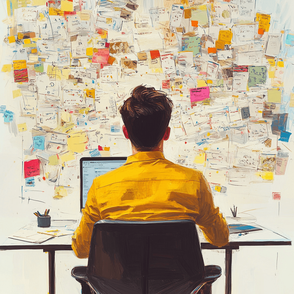 Founder in front of a lot of tasks